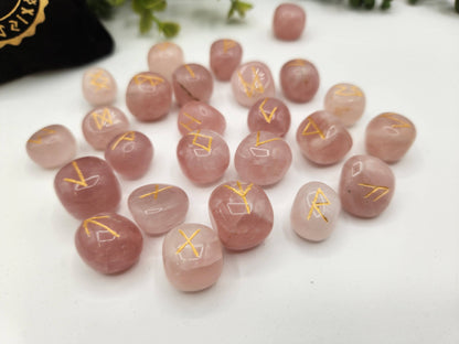 Rose Quartz  Rune Sets  & Velvet Pouch and Grid