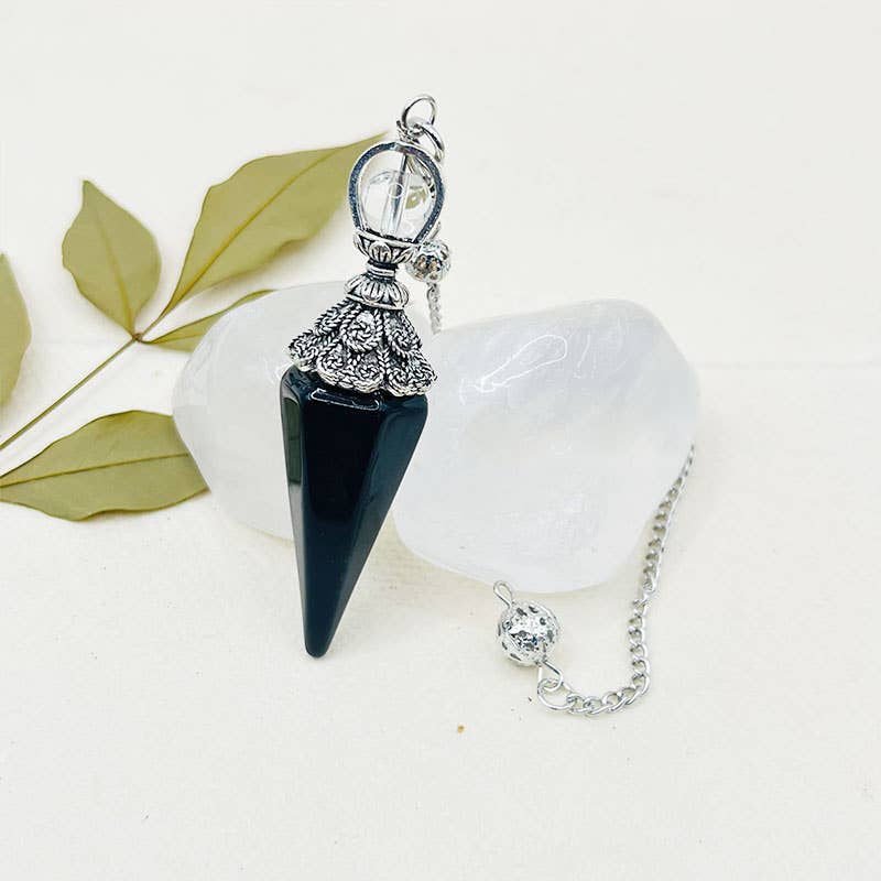Obsidian Pyramidal Hexagon Spirit Pendulum