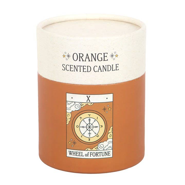 The Wheel of Fortune Vintage Tarot Card Orange Candle