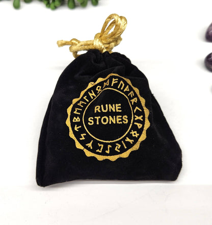 Chevron Amethyst Rune Sets with Velvet Pouch and Grid