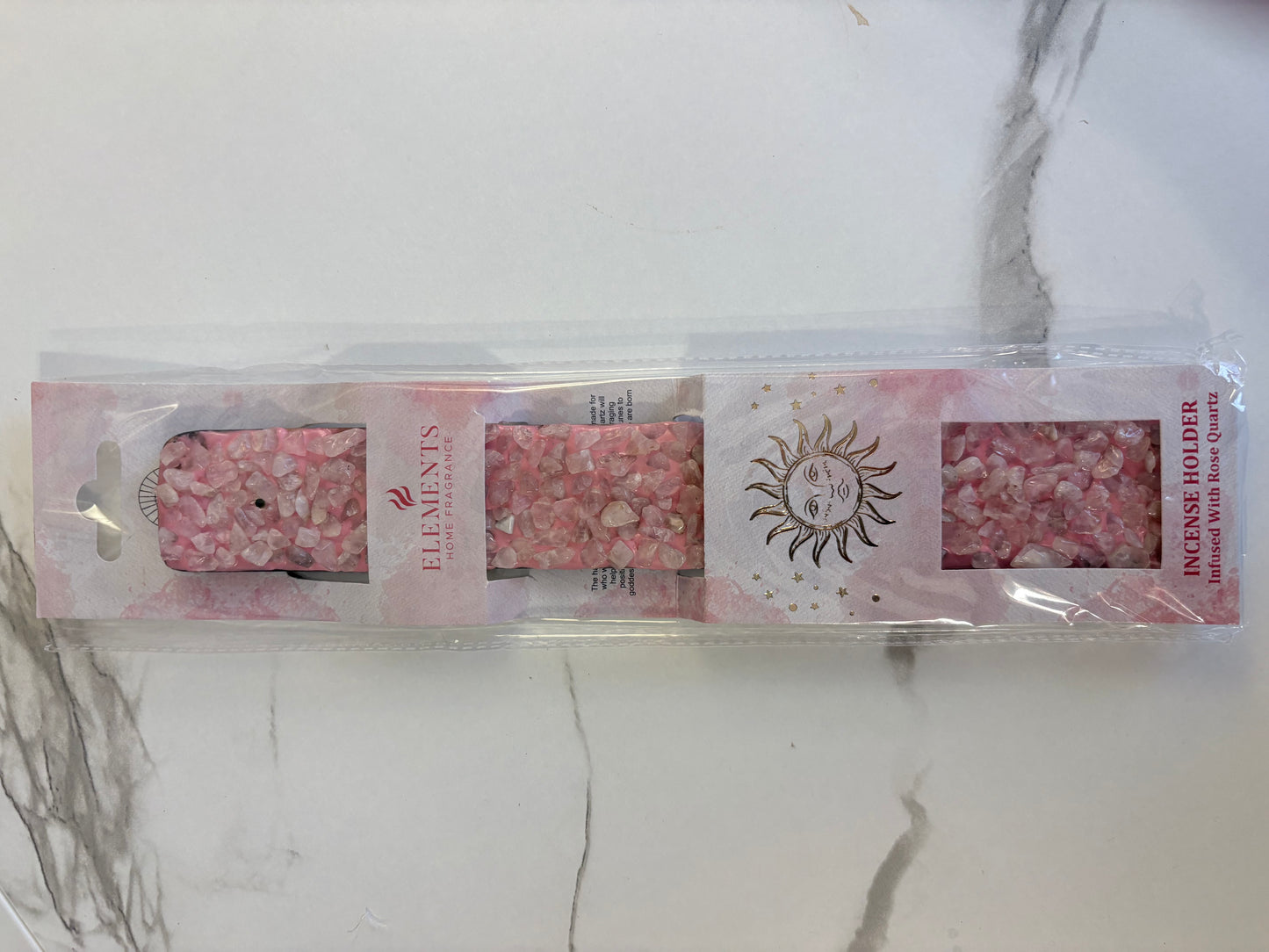 Rose Quartz Elements Crystal Wooden Incense Burner
