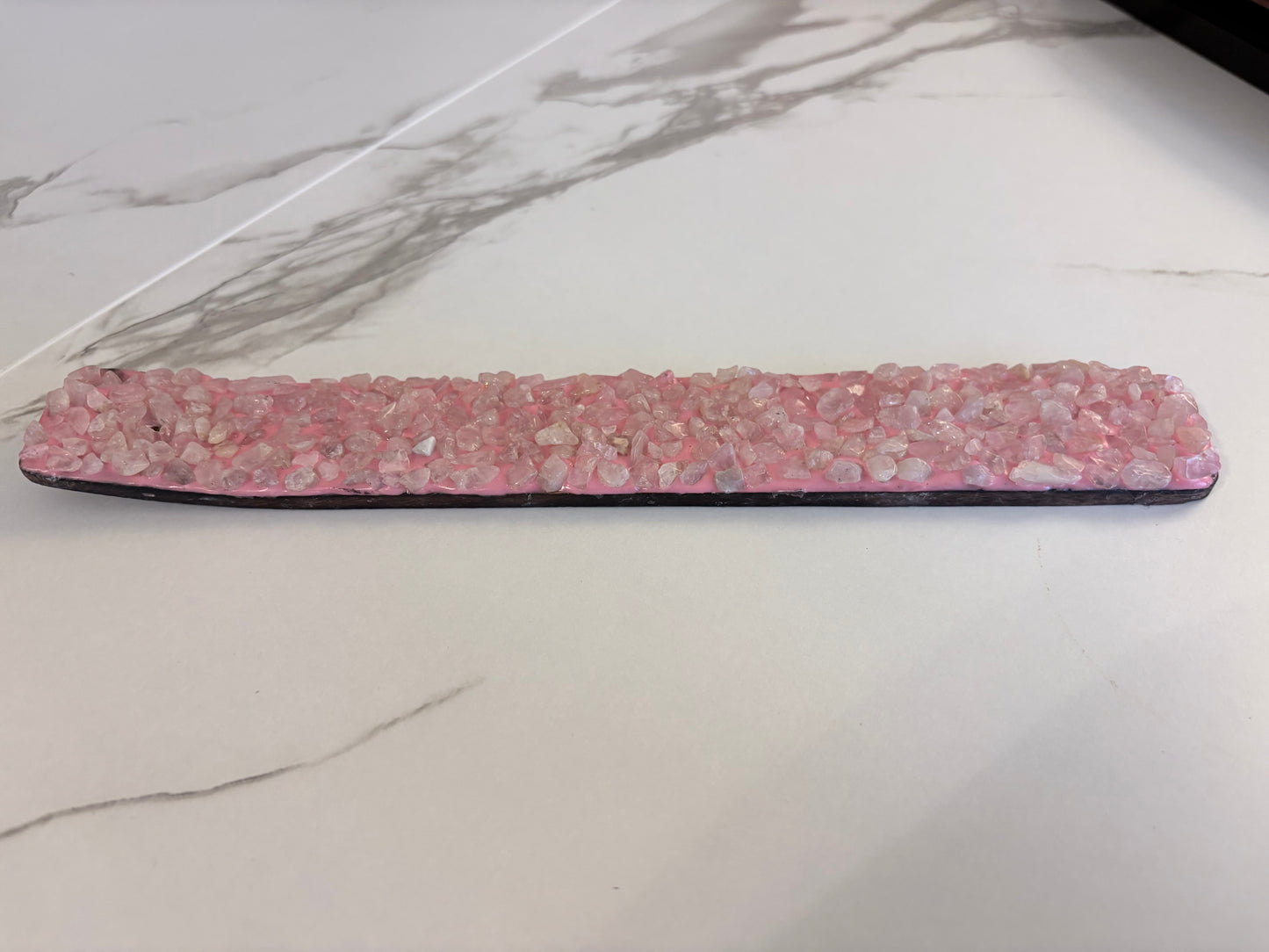 Rose Quartz Elements Crystal Wooden Incense Burner