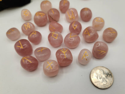 Rose Quartz  Rune Sets  & Velvet Pouch and Grid