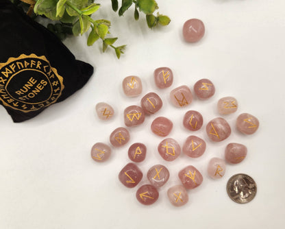 Rose Quartz  Rune Sets  & Velvet Pouch and Grid