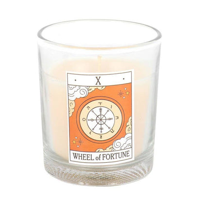 The Wheel of Fortune Vintage Tarot Card Orange Candle