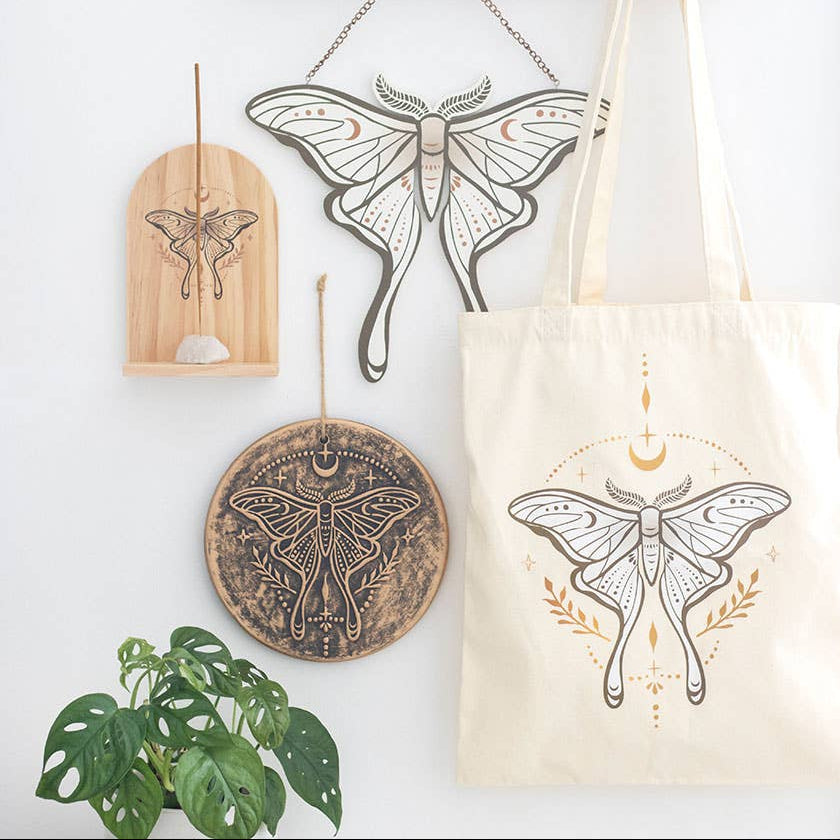 Light Luna Moth Polycotton Tote Bag