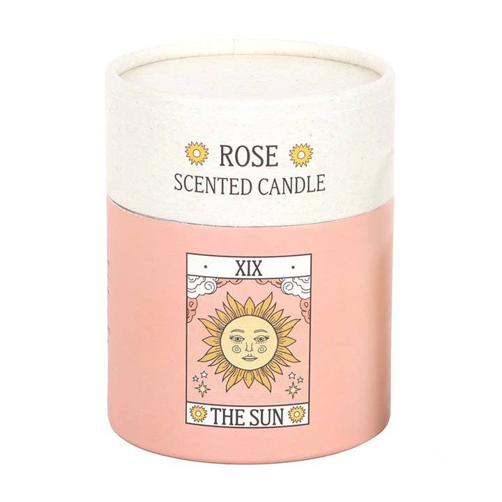 The Sun Vintage Tarot Card Rose Candle