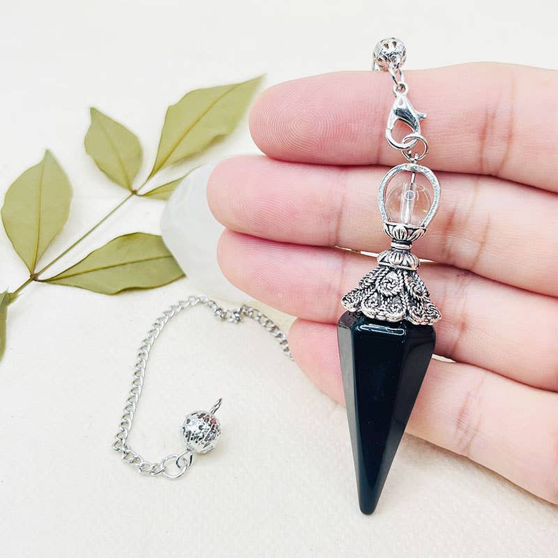 Obsidian Pyramidal Hexagon Spirit Pendulum