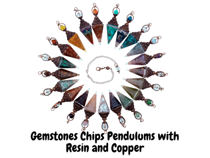 Amethyst Gemstone Chips w/ Copper in Resin Pendulum