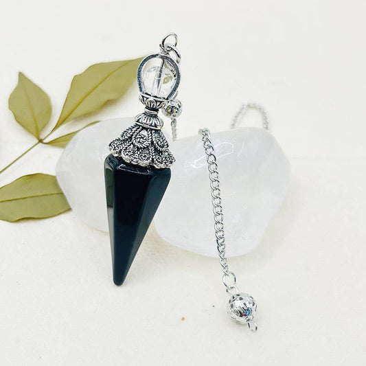 Obsidian Pyramidal Hexagon Spirit Pendulum
