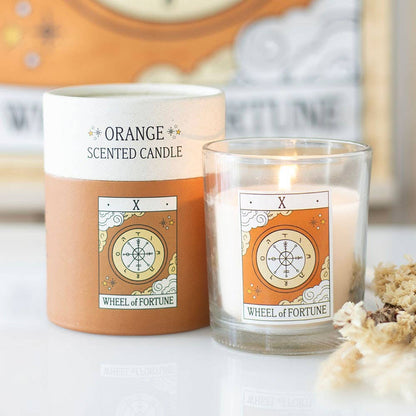 The Wheel of Fortune Vintage Tarot Card Orange Candle